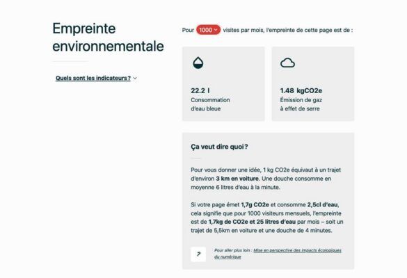 Détail du score EcoIndex