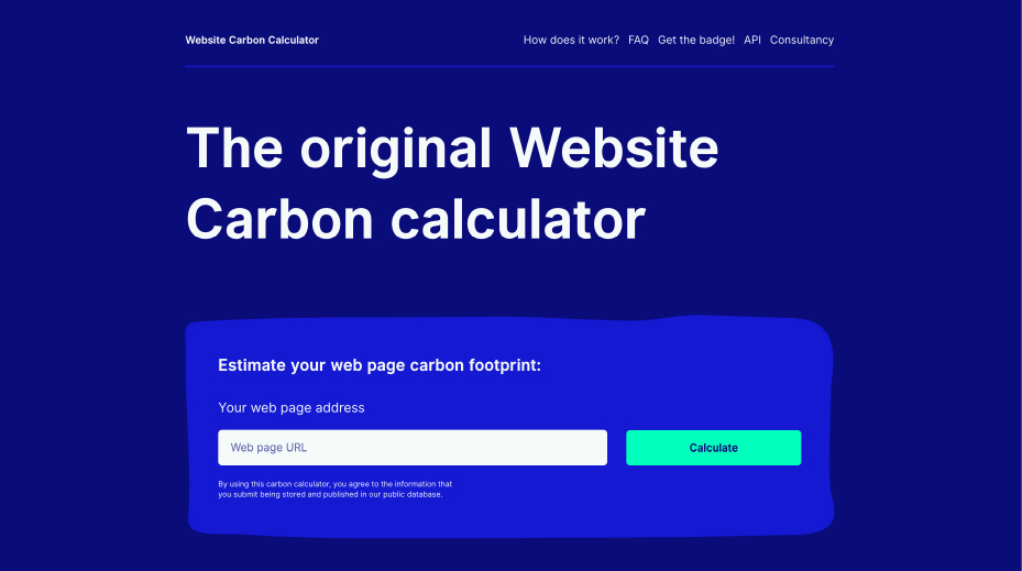 Capture d'écran du site Website Carbon